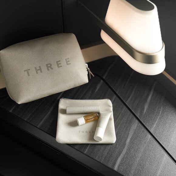 STARLUX Business Class Brown Canvas Amenity Kit by THREE w/ Slippers - SEALED - Picture 2 of 4